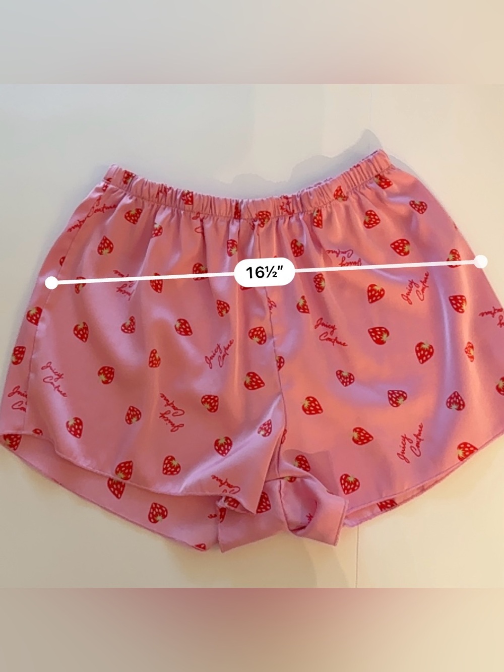 Juicy Couture Strawberry Satin Pajama Set Pink Cami Shorts Lounge Set - Picture 6 of 9